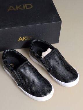 AKID Black Perforated Slip-On Sneakers